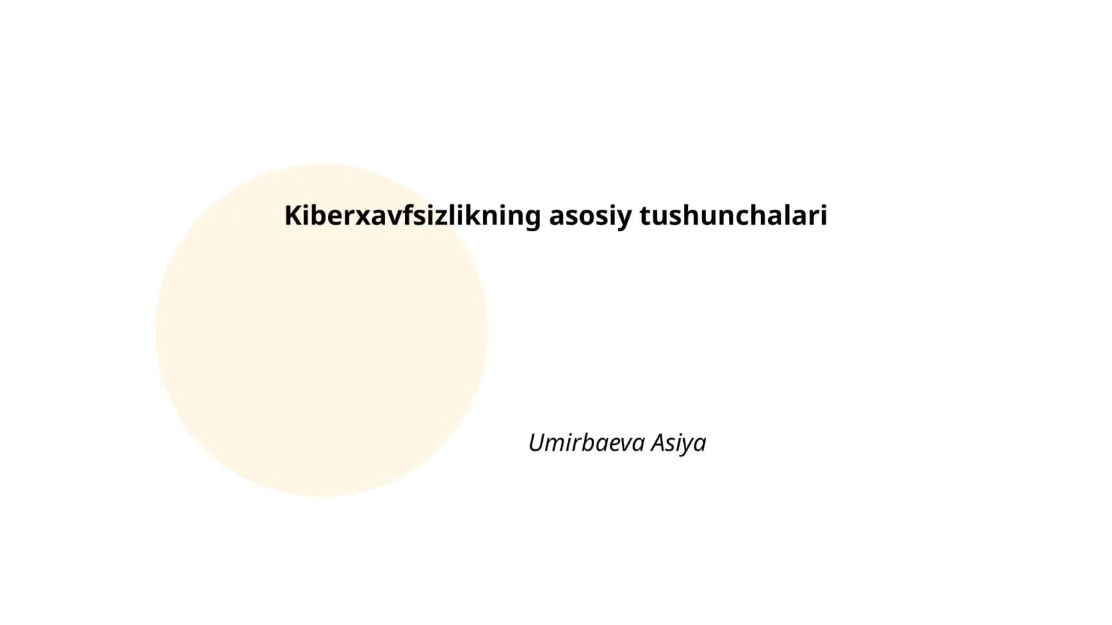 Kiberxavfsizlikning asosiy tushunchalari