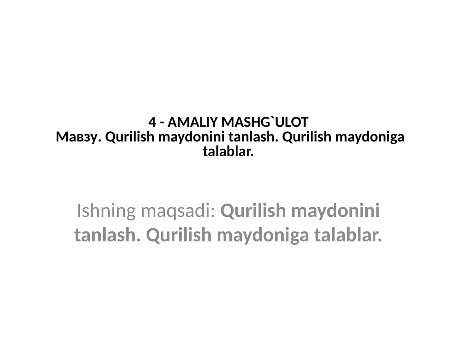 Qurilish maydonini tanlash