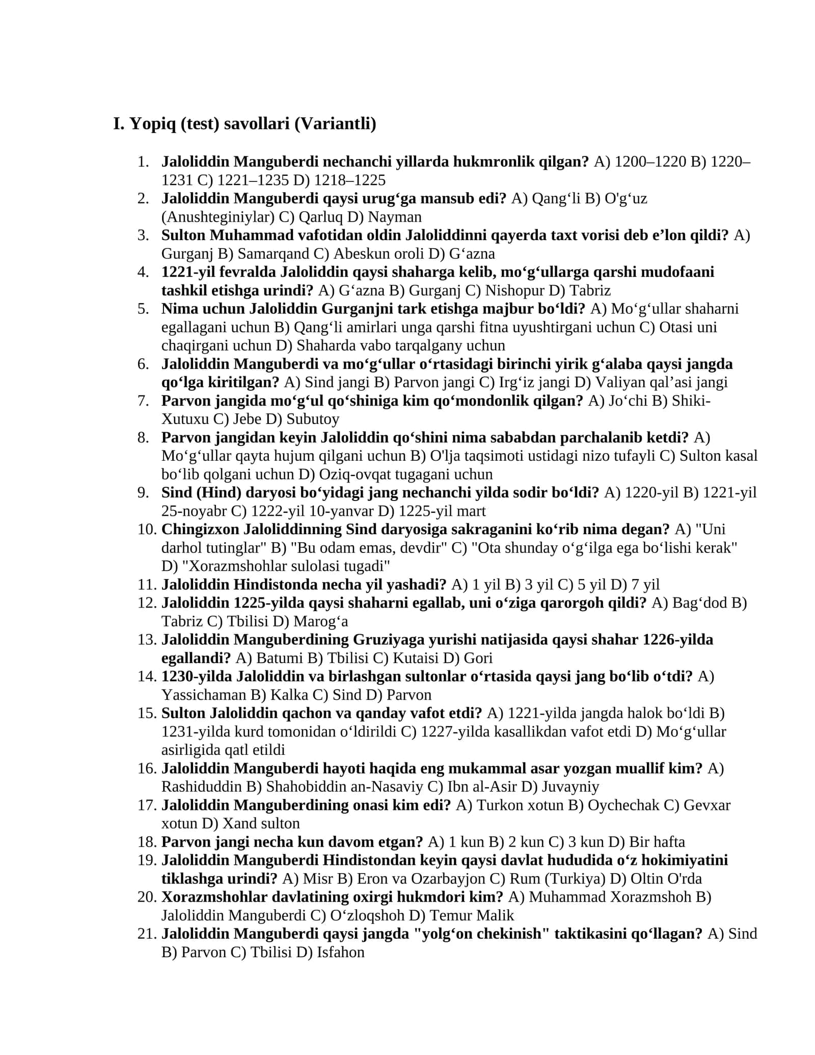 XIII asrda Xorazmshohlar davlatida siyosiy vaziyat