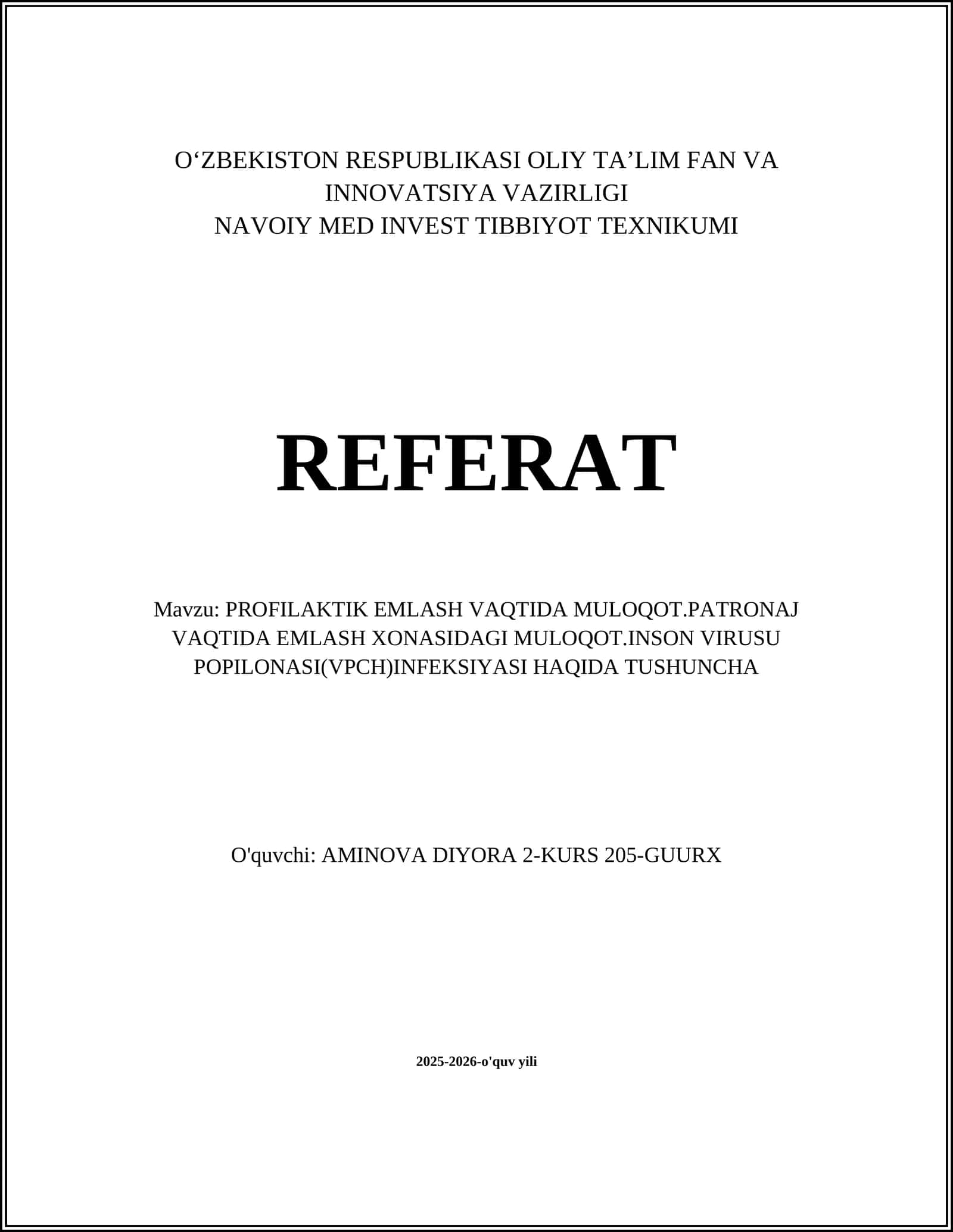 PROFILAKTİK EMLAŞ VAQTIDA MULOQOT