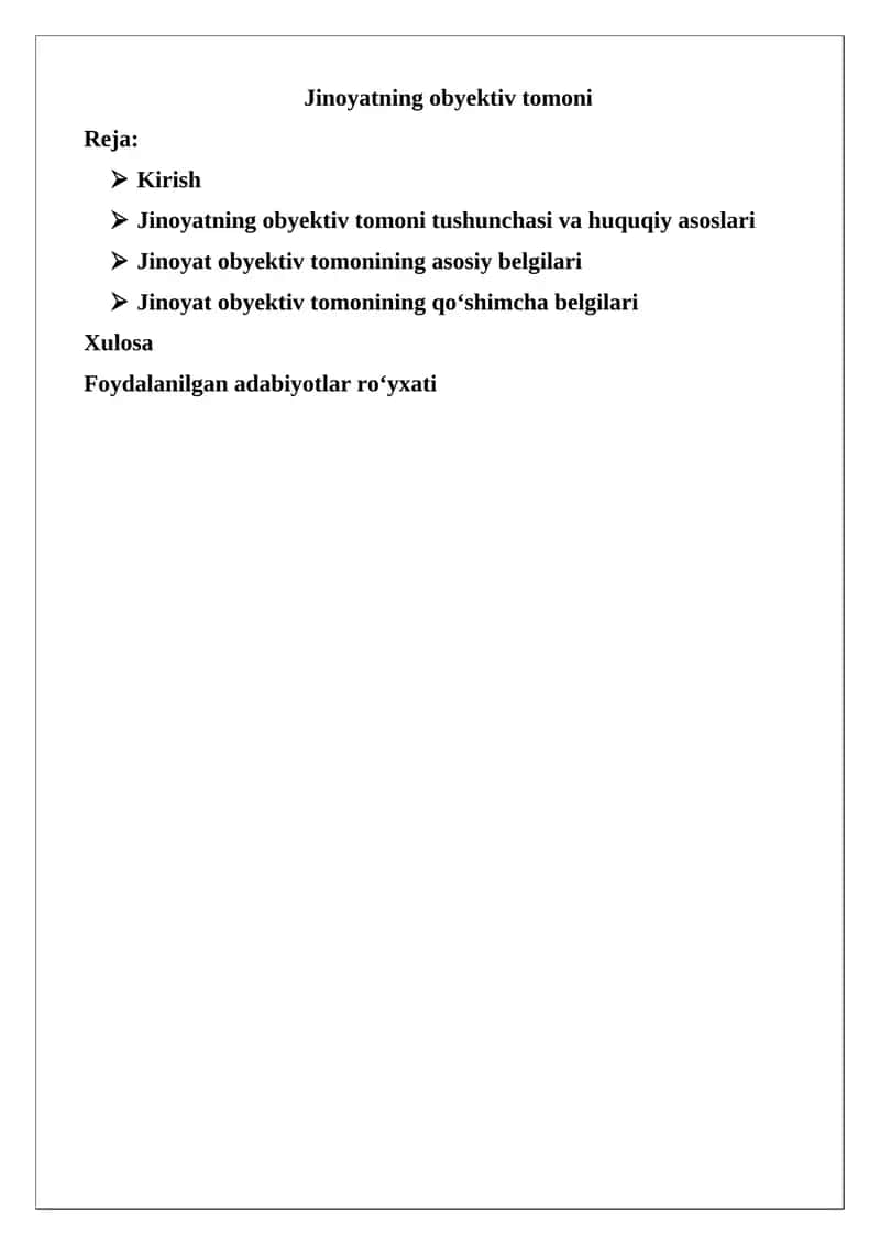 Jinoyatning obyektiv tomoni