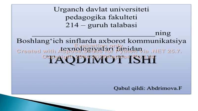 Kompyuterda foydalanuvchiga mos muhitni tashkil etish, texnik xavfsizlik