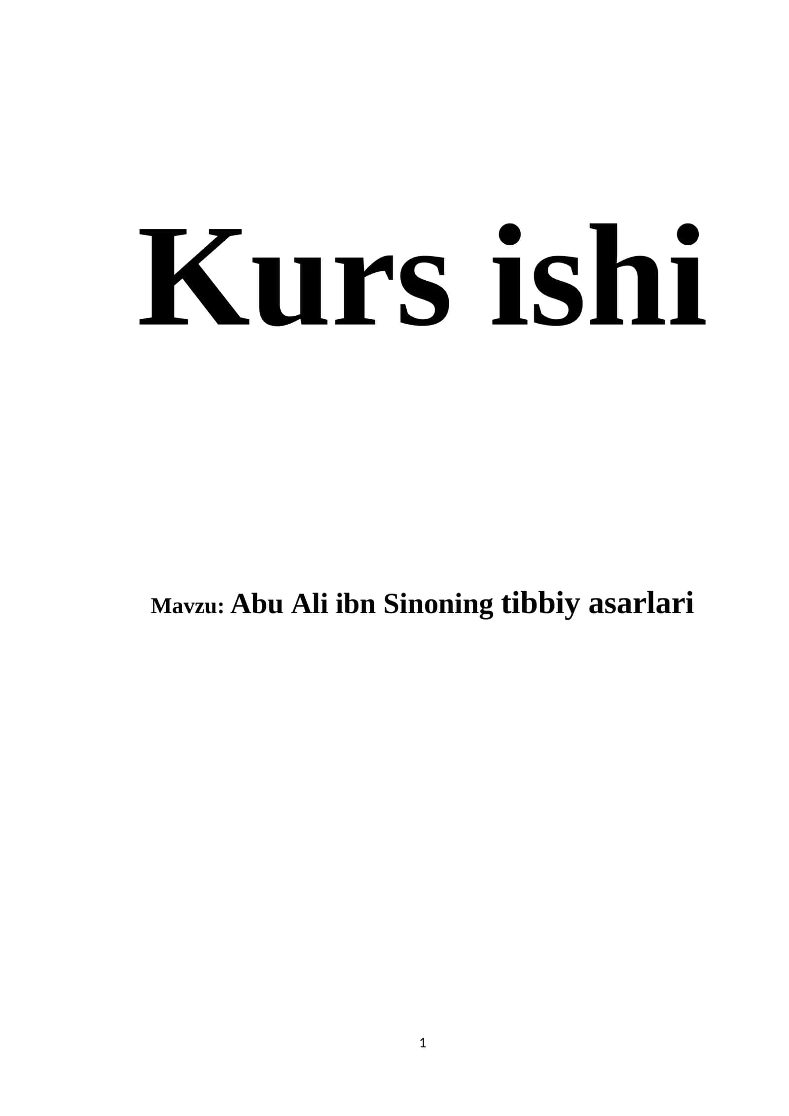 Abu Ali ibn Sinoning tibbiy asarlari