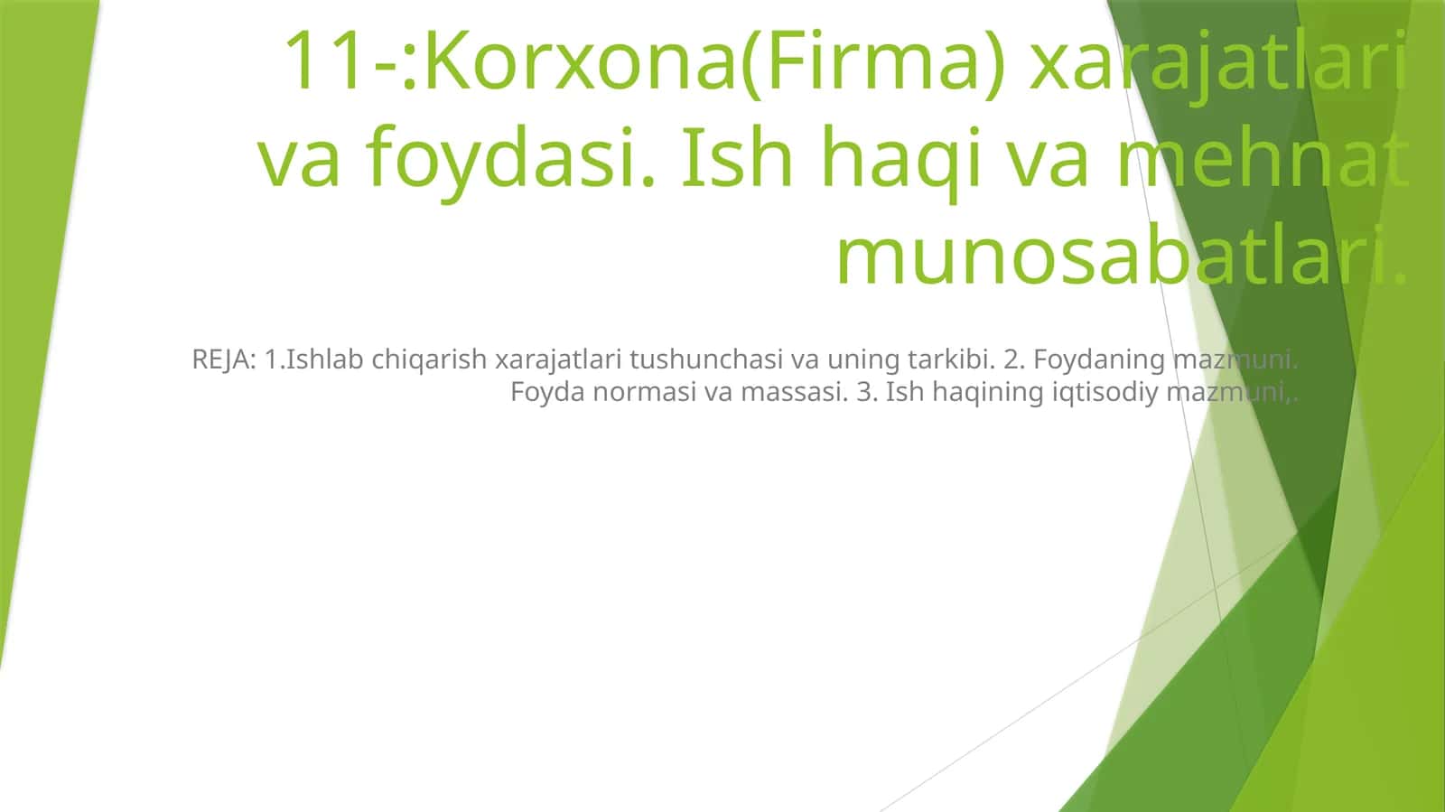 Ish xaqining iqtisodiy mazmuni