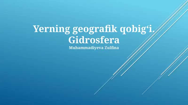 Gidrosfera: Yerning suvli qobig'i