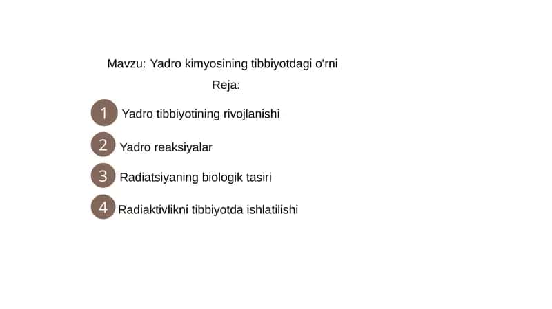 Yadro kimyosining tibbiyotdagi o'rni