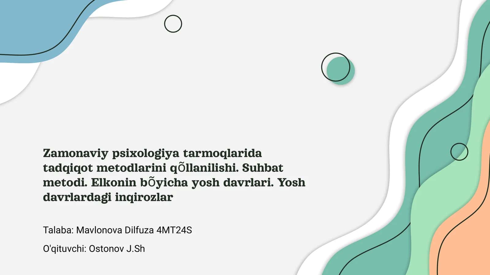 Zamonaviy psixologiya tarmoqlarida tadqiqot metodlari