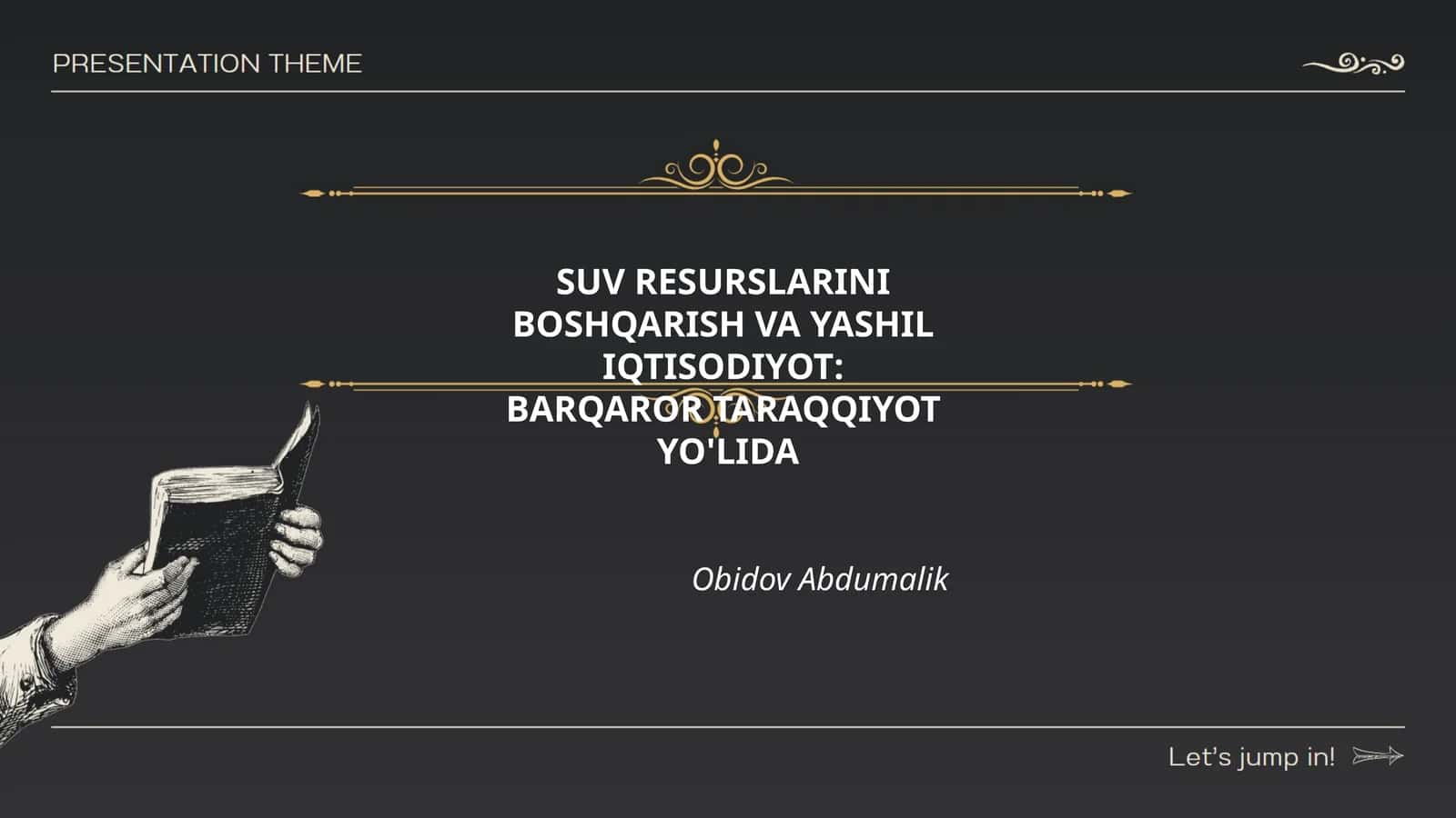SUV RESURSLARINI BOSHQARISH VA YASHIL IQTISODIYOT: BARQAROR TARAQQIYOT YO'LIDA