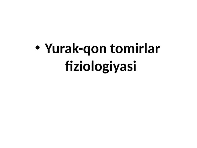 Yurak-qontomir fiziologiyasi