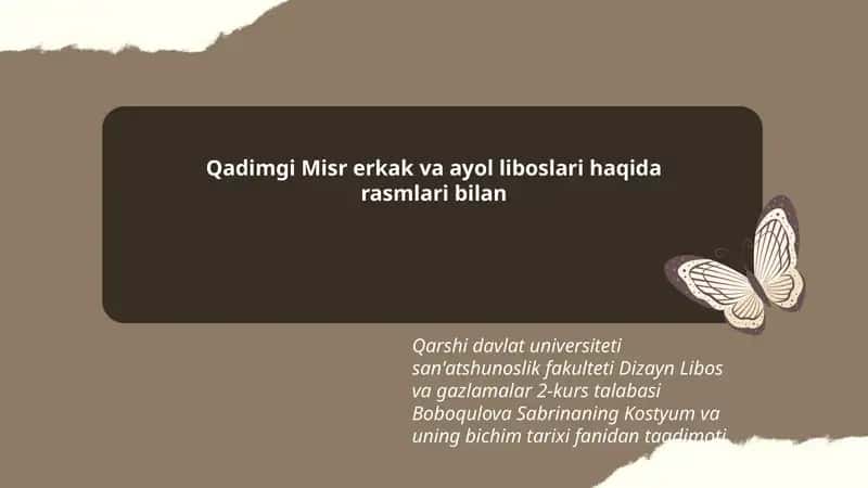 Kostyum va uning bichim tarixi fanidan taqdimoti