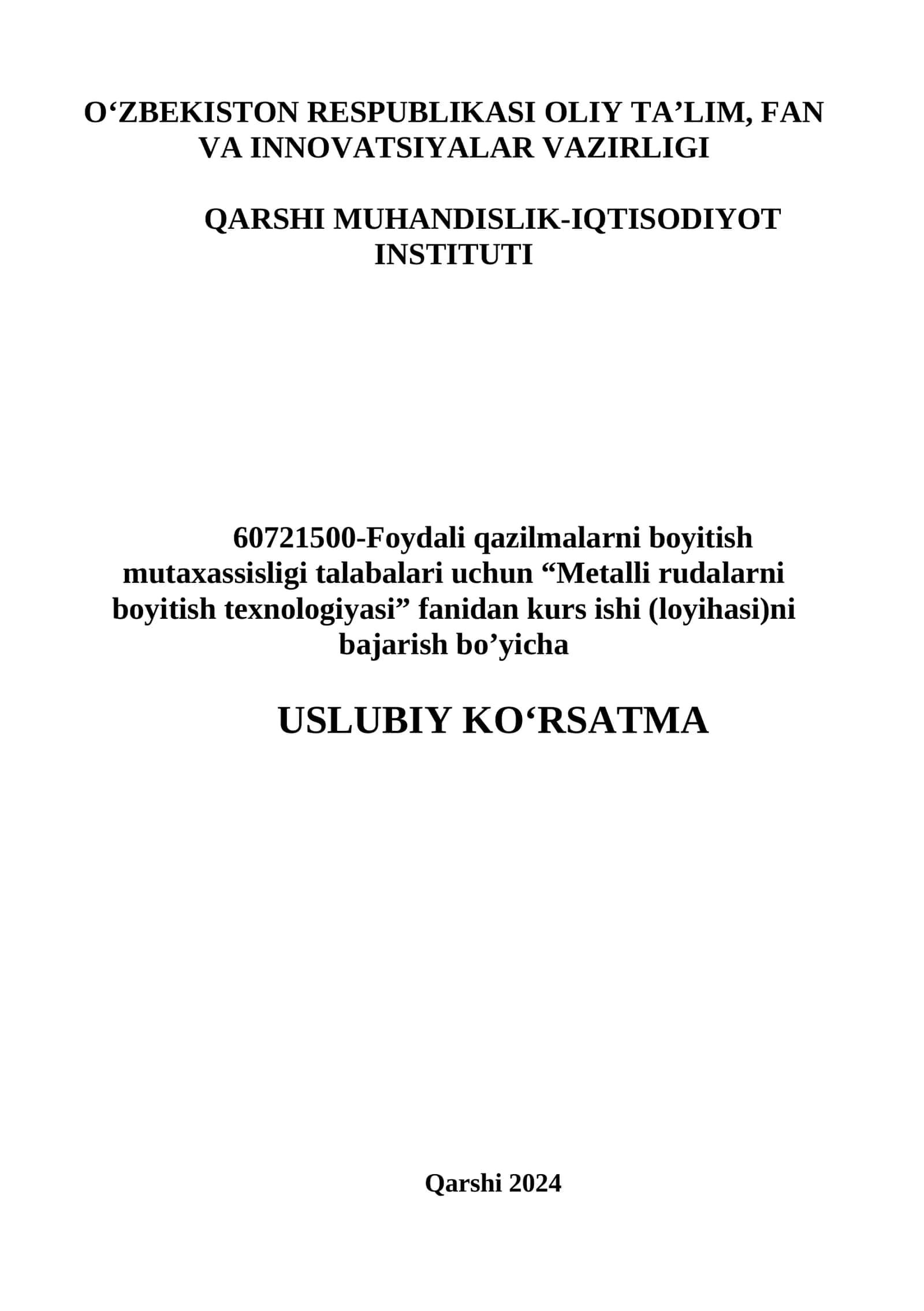 Metalli rudalarni boyitish texnologiyasi