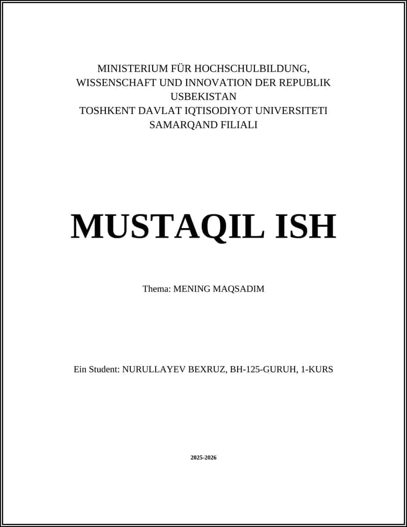 MENING MAQSADIM