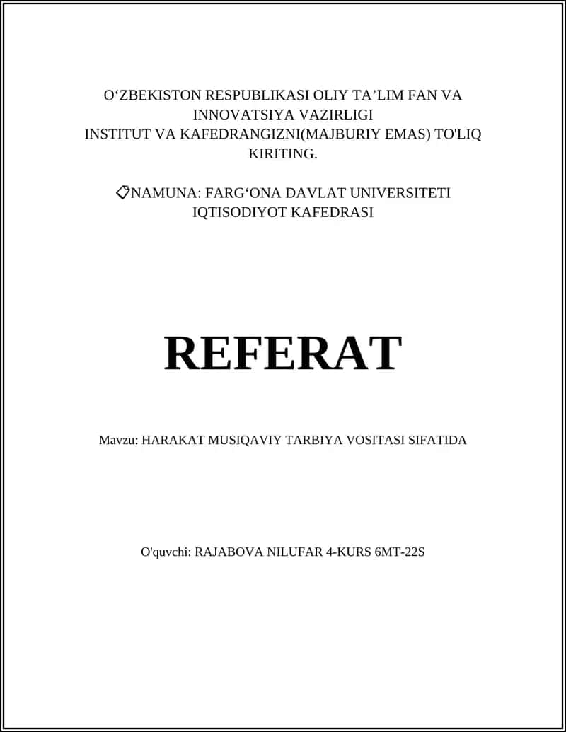 HARAKAT MUSIQAVIY TARBIYA VOSITASI SIFATIDA