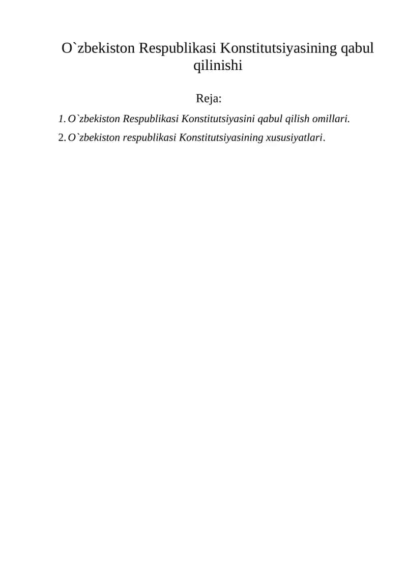 O'zbekiston Respublikasi Konstitutsiyasi