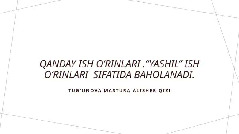 Yashil ish o'rinlari
