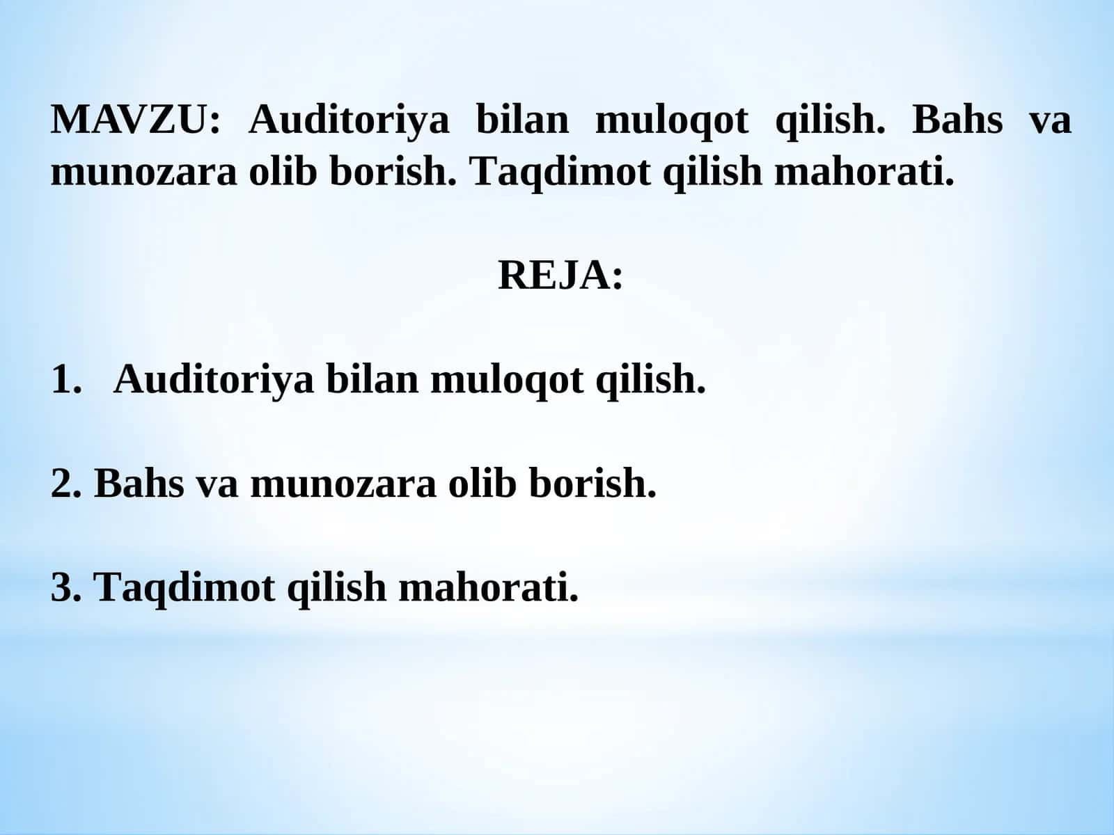 Auditoriya bilan muloqot qilish
