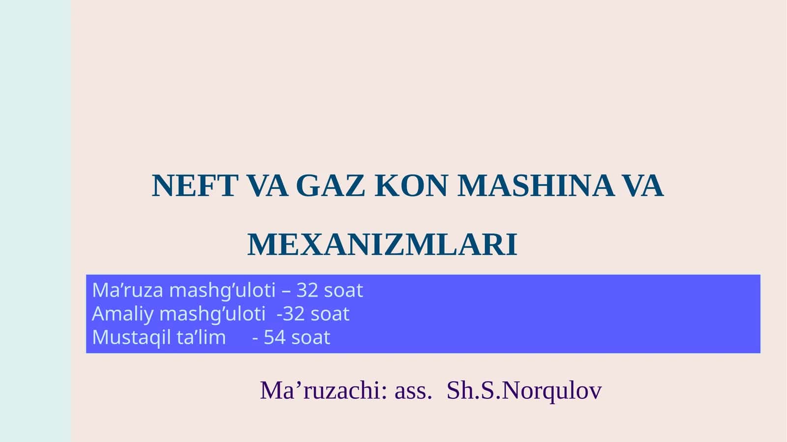 KON JIHOZLARINING TARKIBI VA KLASSIFIKATSIYASI