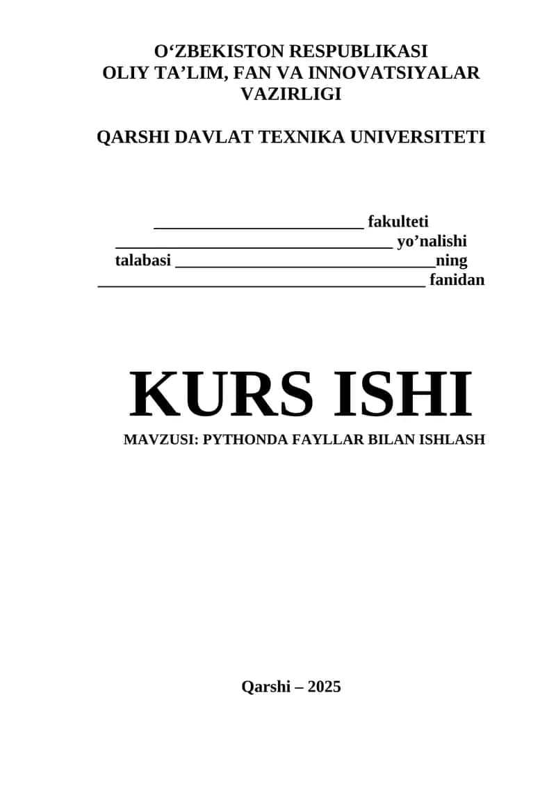 PYTHONDA FAYLLAR BILAN ISHLASH
