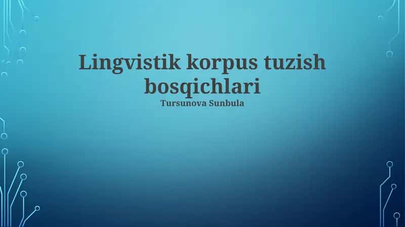 Lingvistik korpus tuzish bosqichlari