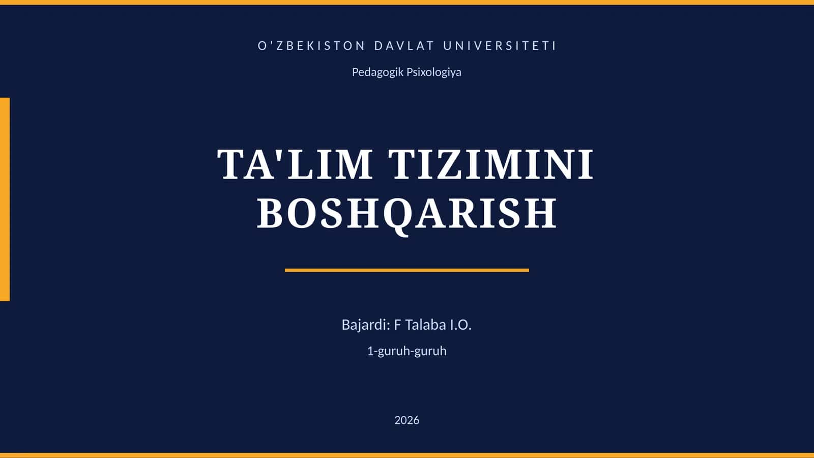 TA'LIM TIZIMINI BOSHQARISH