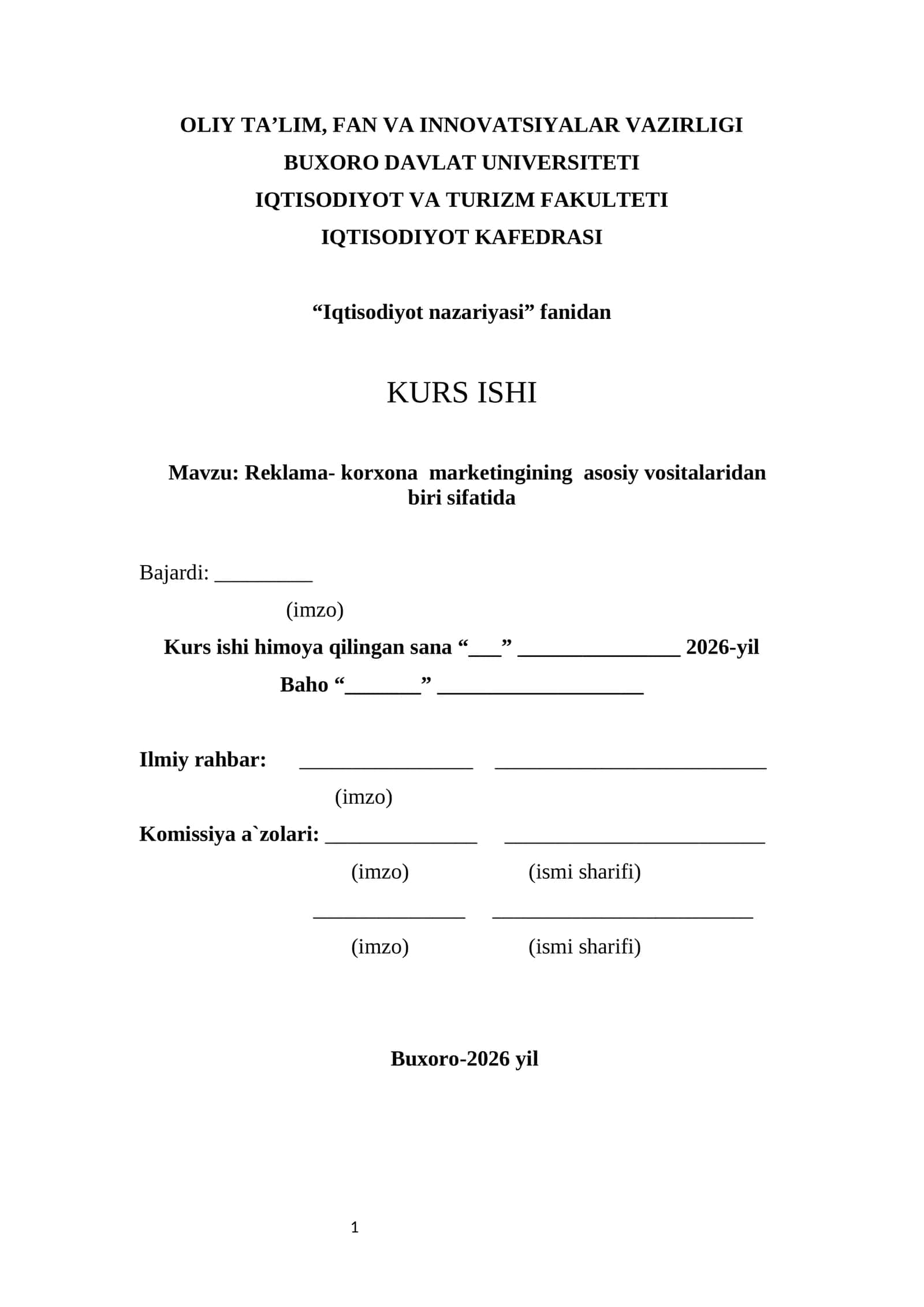 Reklama-korxona marketingining asosiy vositalaridan biri sifatida