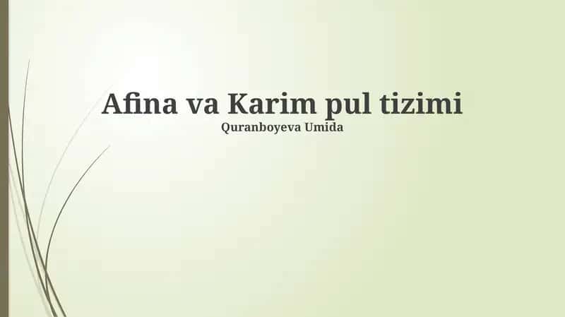 Afina va Karim pul tizimi