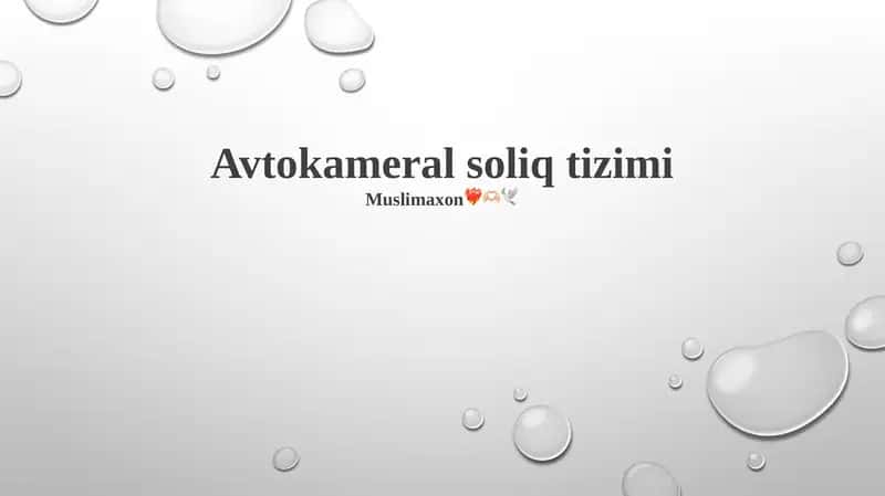 Avtokameral soliq tizimi