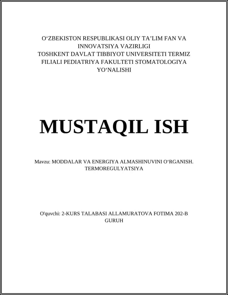 Moddalar va energiya almashinuvi