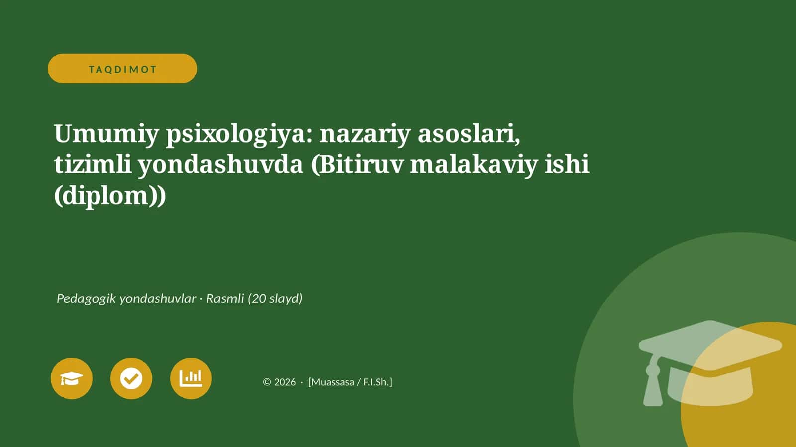 Umumiy psixologiya: nazariy asoslari, tizimli yondashuvda (Bitiruv malakaviy ishi (diplom))