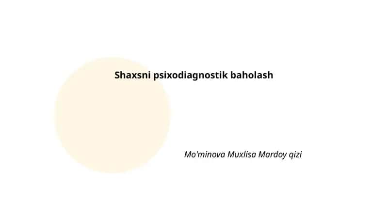 Psixodiagnostik Baholash