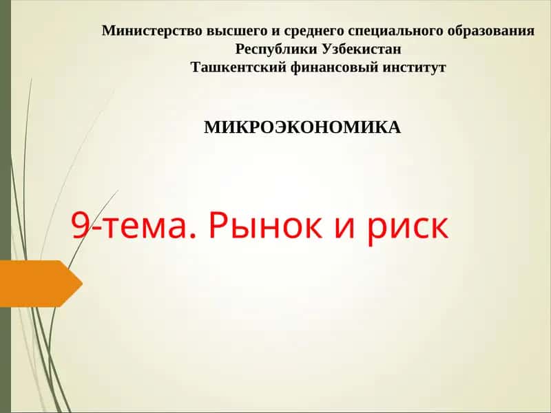 9-тема. Рынок и риск
