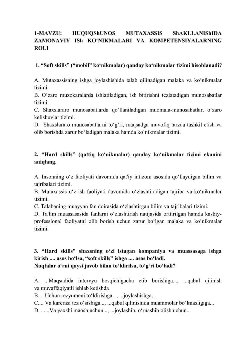 Metadologiya yakuniy test