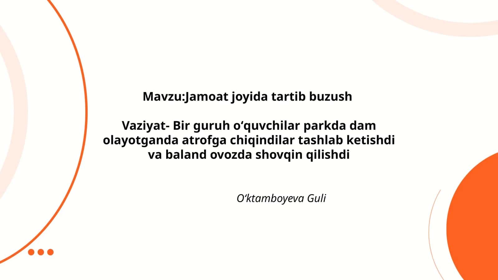 Jamoat joyida tartib buzush