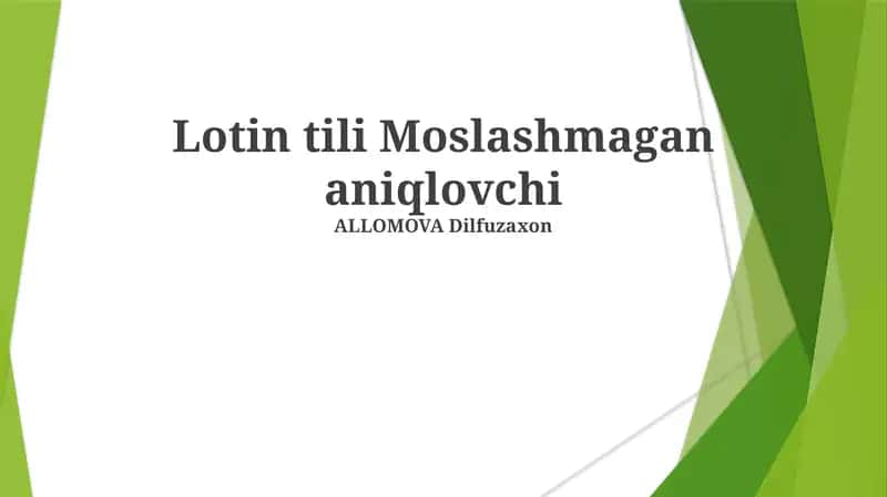 Lotin tili Moslashmagan aniqlovchi