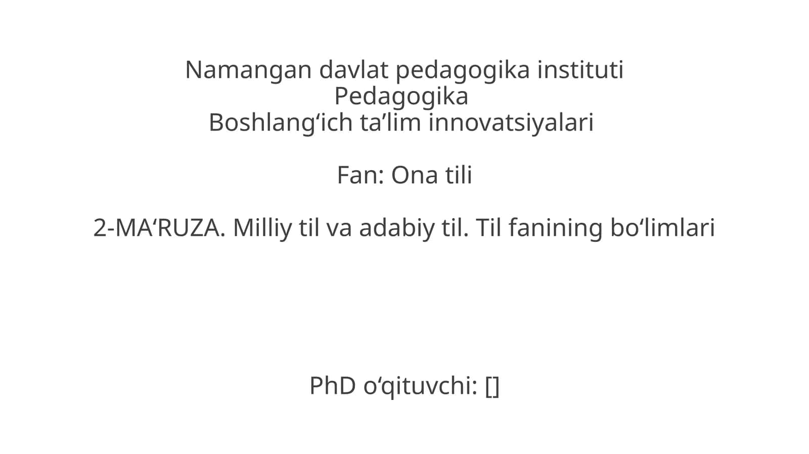 Ona tili va bolalar adabiyoti (1-qism: Ona tili)