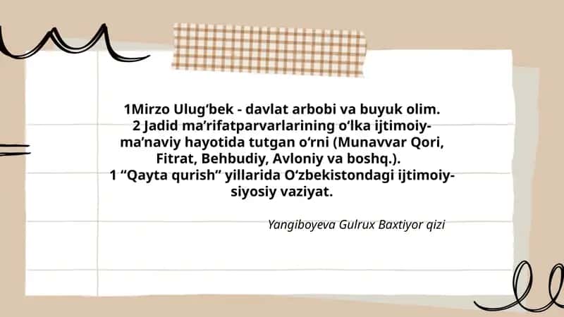 Mirzo Ulug‘bek - davlat arbobi va buyuk olim