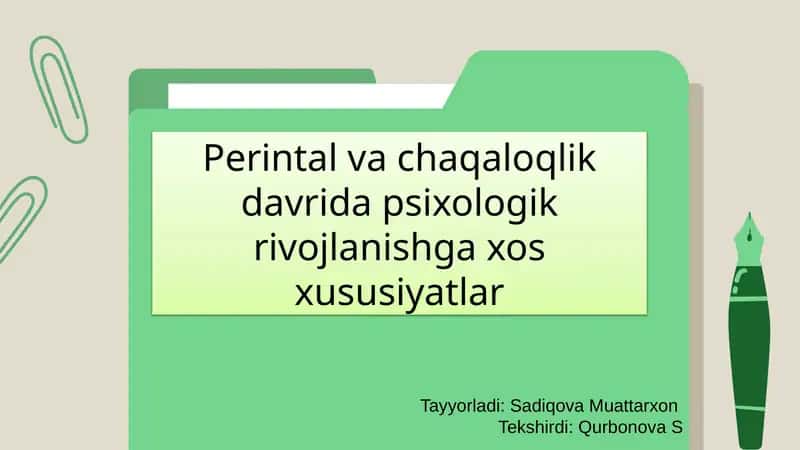 Perintal davrida psixologik rivojlanish