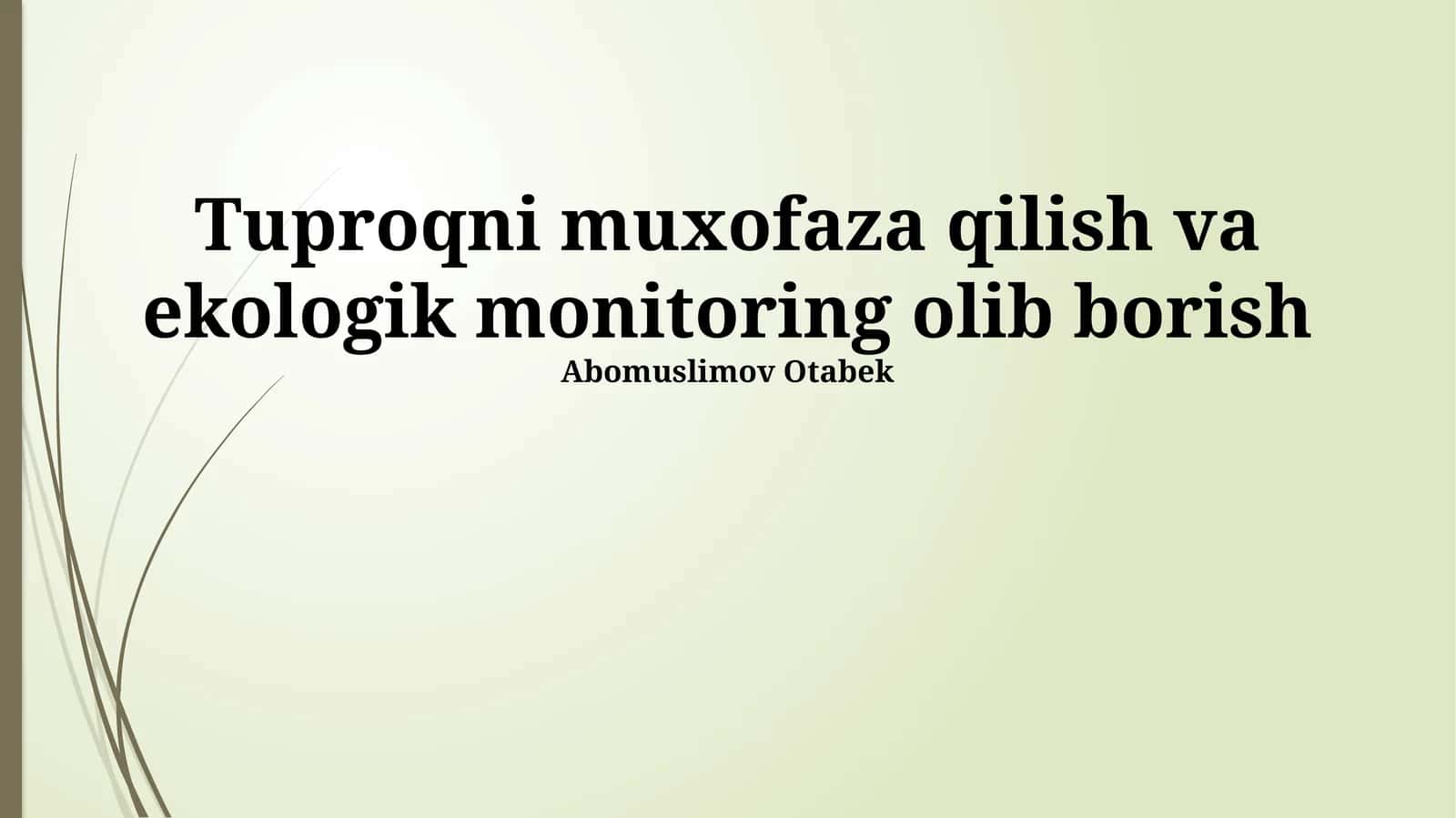 Tuproqni muxofaza qilish va ekologik monitoring olib borish