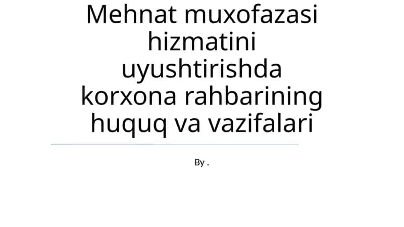 Mehnat muxofazasi hizmatini uyushtirishda korxona rahbarining huquq va vazifalari