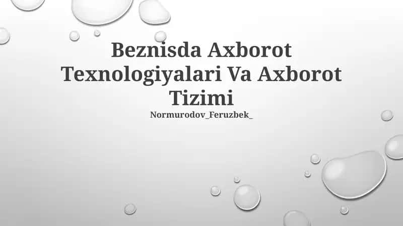 Beznisda Axborot Texnologiyalari Va Axborot Tizimi