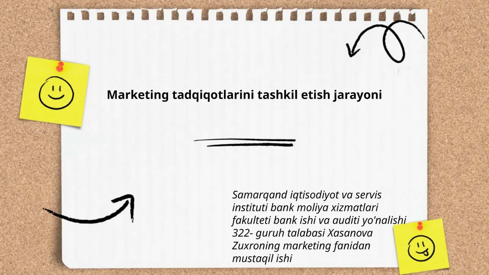 Marketing tadqiqotlarini tashkil etish jarayoni