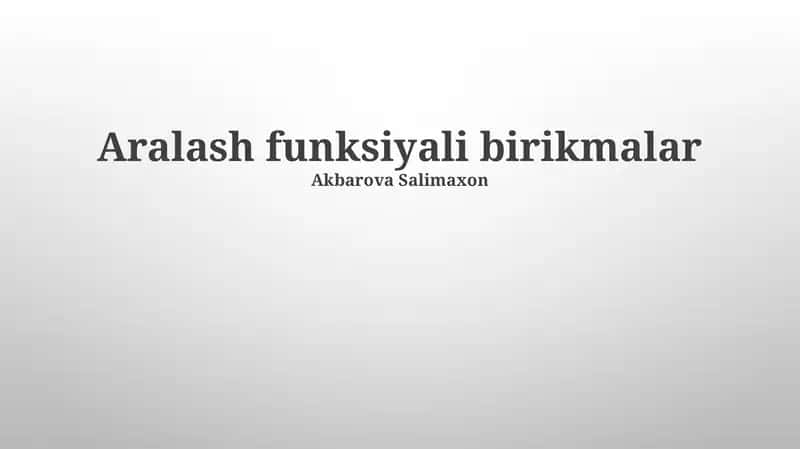 Aralash Funtsiyali Birikmalar