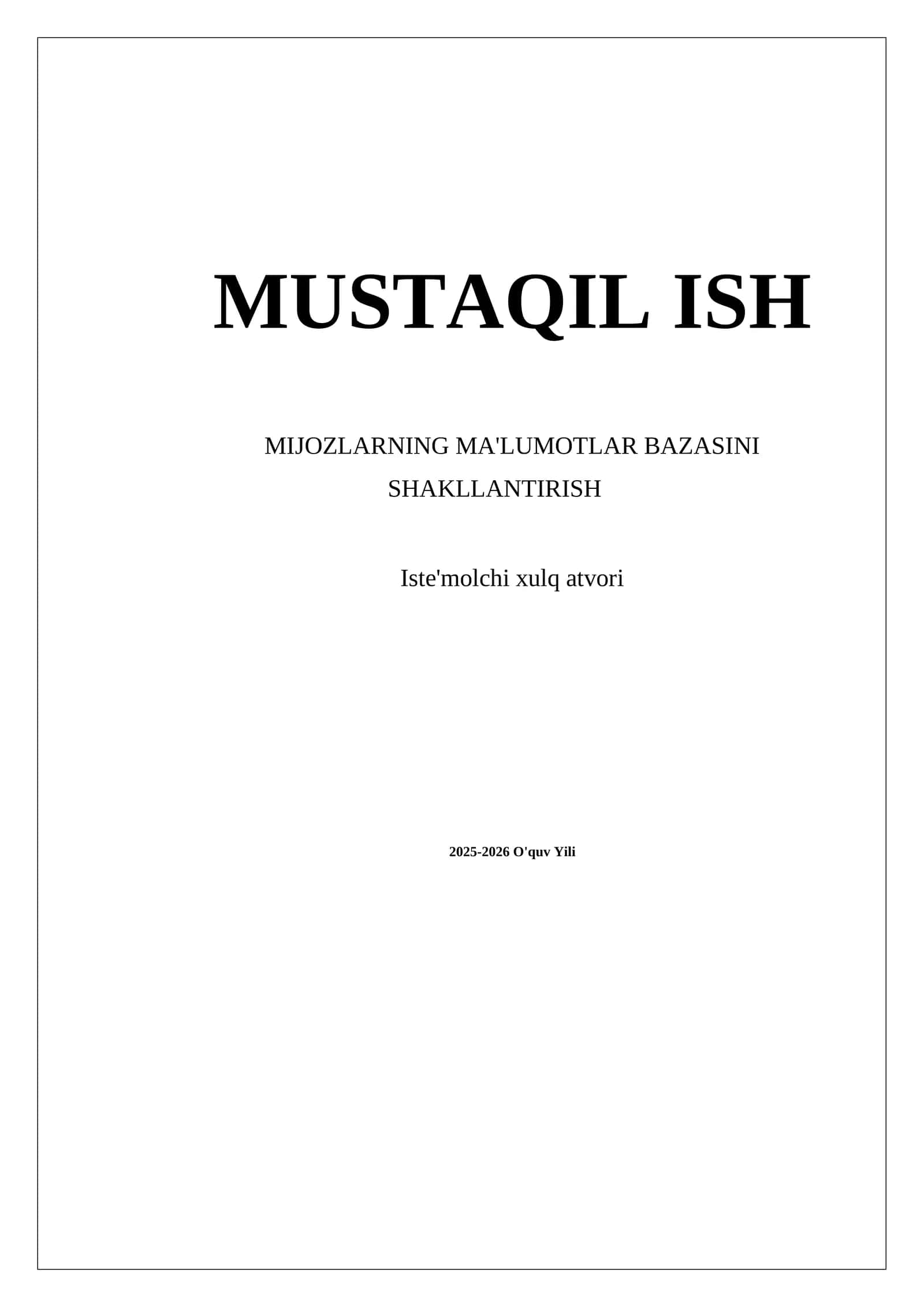 Mijozlarning ma'lumotlar bazasini shakllantirish
