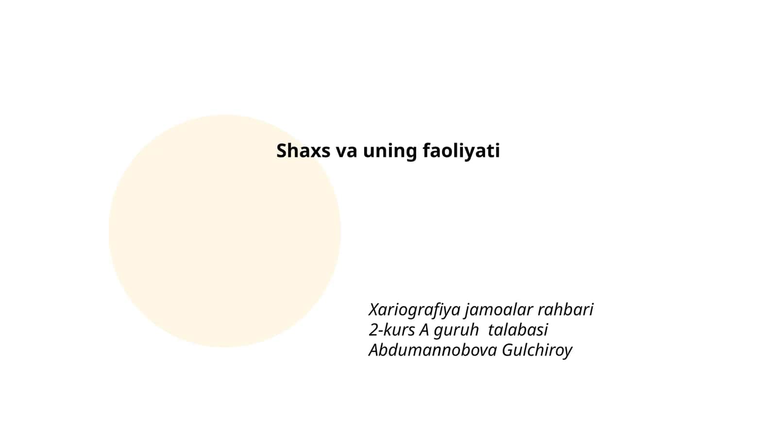 Shaxs va uning rivojlanishi