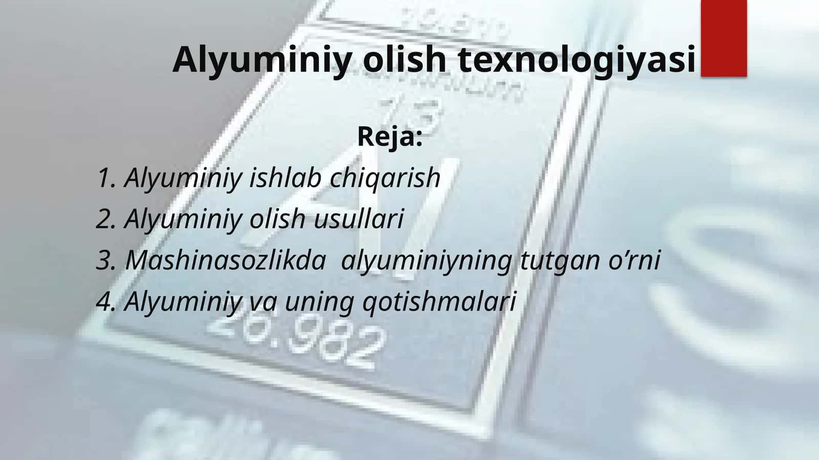Alyuminiy olish texnologiyasi