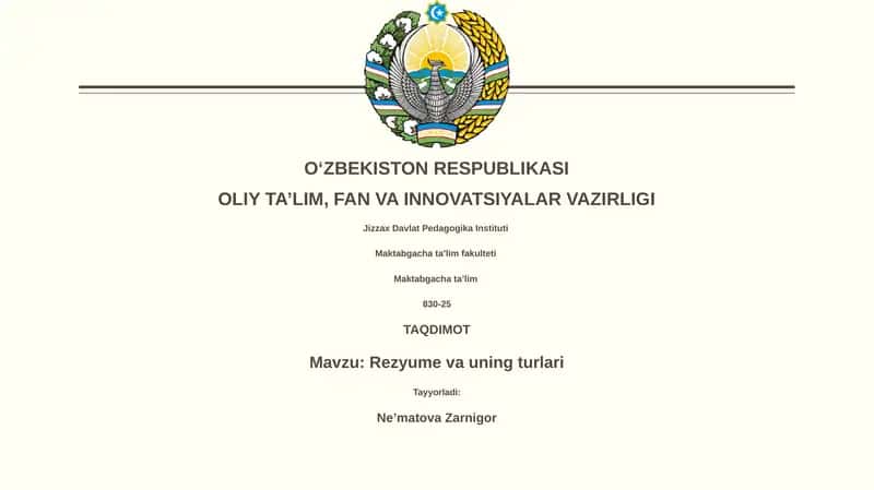 Rezyume va uning turlari