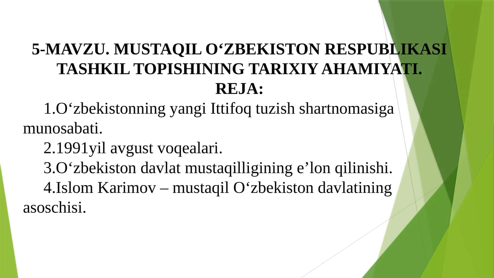 MUSTAQIL O‘ZBEKISTON RESPUBLIKASI TASHKIL TOPISHINING TARIXIY AHAMIYATI