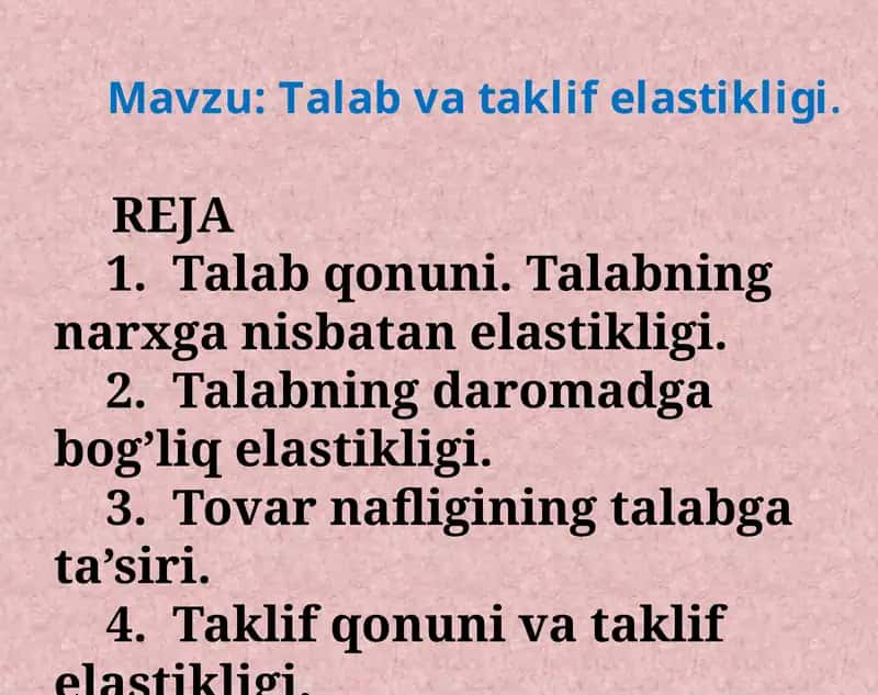 Talab va taklif elastikligi