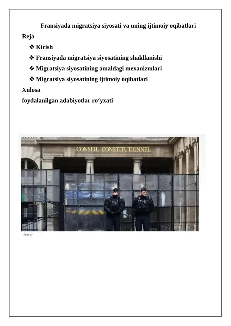 Fransiyada migratsiya siyosati va uning ijtimoiy oqibatlari