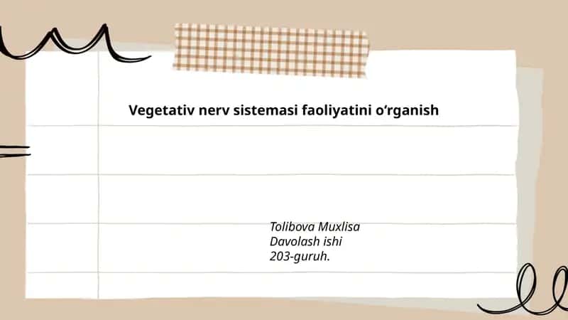 Vegetativ nerv sistemasi faoliyatini o‘rganish